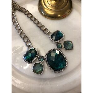 Dana Buchman Beautiful Abalone & Silver Tone Chain Statement Necklace Excellent